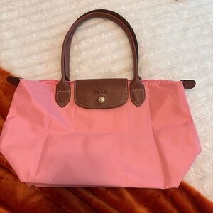 Longchamp Pink and Brown Tote Bag Marshmallow